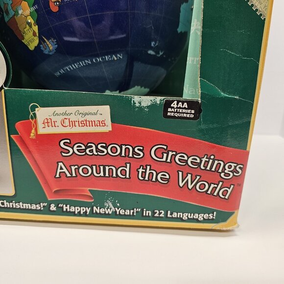 Working Vintage Mr Christmas Seasons Greetings Around The World Globe - Picture 3 of 14